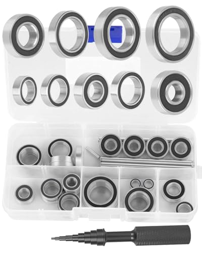 RC 27Pcs Bearings Kit Upgrades Part for 1/10 Maxx 4S / 89076-4,Rubber Sealed Precision Ball Bearings,Black - color: 1 Set - Black