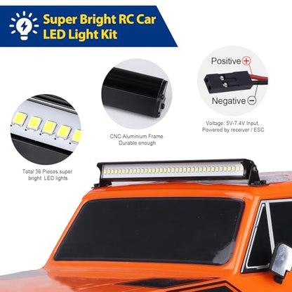 36 LED RC Light bar Roof LED Lamp Kit Headlights for TRX4 SCX10 & SCX10 II Traxxas Slash 2WD 4X4 Redcat Gen7 Gen 8 Crawler Car Truck (Type A)