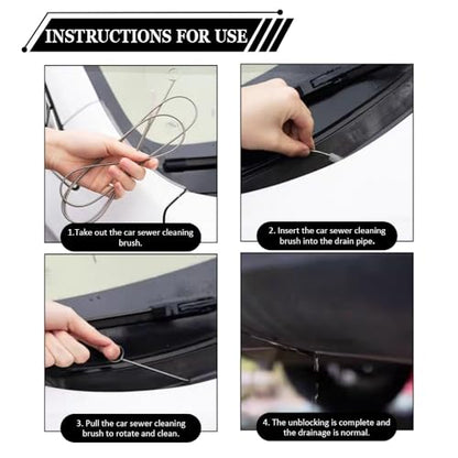Auto Sunroof Drain Cleaning Tool, Car Cleaning Kit, 61 Inch Long Flexible Drain Brush Pipe Cleaners for Car, Vehicle Tube Brush Slim Drain Dredging Tool for Cars Sunroof Windshield Wiper Hole