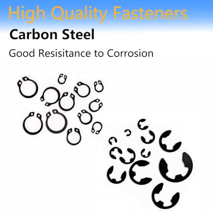 420‑Piece 2.0 mm–12 mm External Retaining Ring & E/C‑Clip Set – Carbon Steel Circlip Assortment Kit
