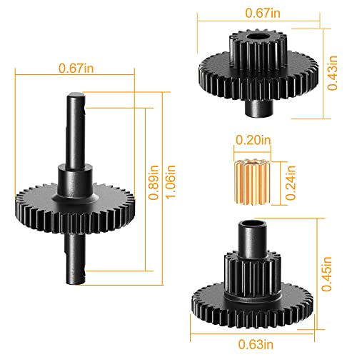 Hardened Steel Transmission Gear Set Upgrade Parts for 1/18 TRX-4M Crawler Car, Comes with Transmission Gears, Pinion Gear and 6 Bearings