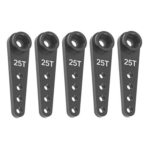 5Pcs ShareGoo 25T Servo Horn 37mm Metal 25 Teeth Extension Steering Arm Server Compatible with Futaba Savox Power HD HSP MG995 MG996 Servos for RC Car Truck (Black) - color: Black