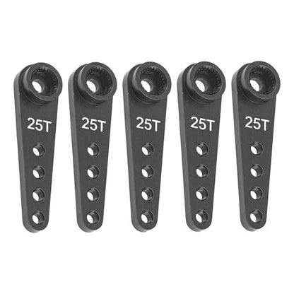 5Pcs ShareGoo 25T Servo Horn 37mm Metal 25 Teeth Extension Steering Arm Server Compatible with Futaba Savox Power HD HSP MG995 MG996 Servos for RC Car Truck (Black) - color: Black