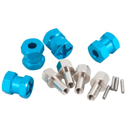 4PCS MORFUM RC Wheel Spacers 12mm Hex Drive Hubs Combiner Coupler Aluminum 15mm Offset Extension Drive Adapter for 1/10 RC Crawler Car Upgrades (Blue) - color: Blue