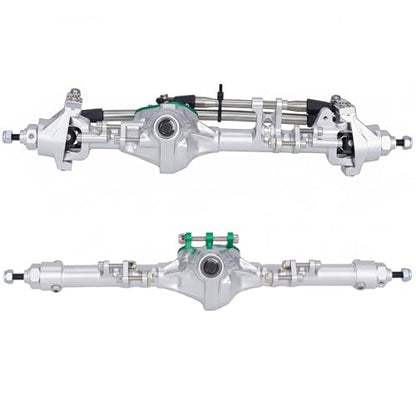 HD44 Axles, 1/10 RC Offset Straight Axles, CNC Aluminum Integrated Front & Rear Axles with High-Strength Steel Gears, for 1/10 RC Crawlers Vanquish VS4-10 & Axial SCX10 II Upgrades (Silvery) - color: Silvery
