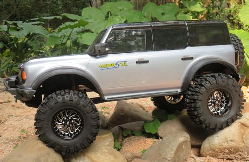 4pcs 2.2 Mud Slingers Tires 124mm Tall & Adjustable Offset 2.2 Wheels 40mm Wide Rims for RC Mud Crawler TRX4 Everest 10 SCX10 Capra Upgrades,HS701581 - color: Black