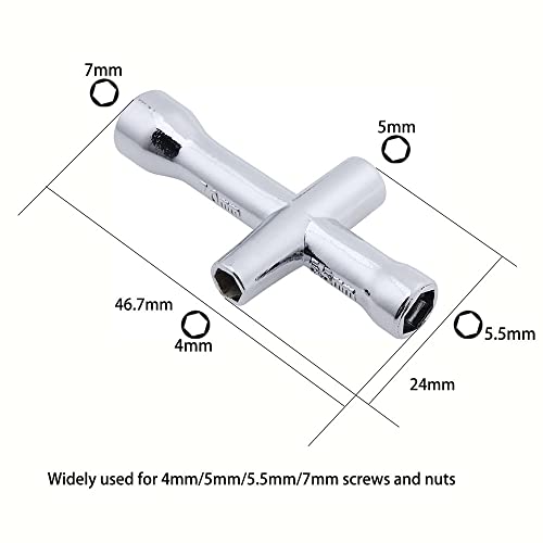 3pce 17mm Wheel Hex Wrench 4/5/5.5/7mm Small Sleeve Hex Socket Wheel Spanner Tool for 1/8 1/10 RC Car Truck Crawler Truggy Buggy Tires Tyre