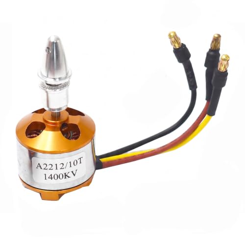 A2212 1400KV Brushless Motor 10T for RC Aircraft/Multicopter(1PC) | 1400KV high-speed output, 10T winding for strong thrust, pre-soldered 3.5mm plugs, 12A/60s capacity, 2-3S Lipo,