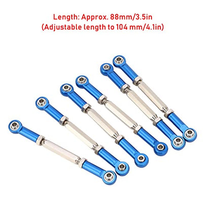 Adjustable Push Rods 88Mm Aluminum Alloy, Turnbuckle Linkage Accessories 6Pcs Set for Rc Car Upgrade Parts, Blue - color: Blue