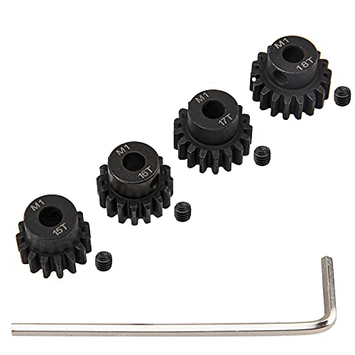 ShareGoo Mod 1 Hardened Steel M1 Pinion Gear Sets 15T 16T 17T 18T fit 5mm RC Motor Shaft Compatible with Arrma Traxxas Axial HSP Redcat Losi 1/8 1/10 Scale RC Car Truck Buggy