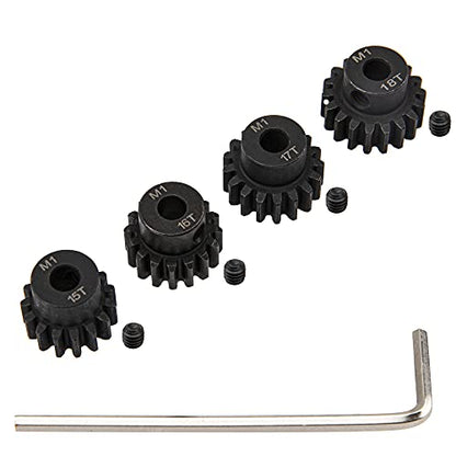 ShareGoo Mod 1 Hardened Steel M1 Pinion Gear Sets 15T 16T 17T 18T fit 5mm RC Motor Shaft Compatible with Arrma Traxxas Axial HSP Redcat Losi 1/8 1/10 Scale RC Car Truck Buggy