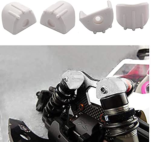 4Pack ShareGoo RC Shock Absorber Cap Protector Guards Anti-Collision Cap Compatible with 1/8 RC Car HSP HPI Axial Traxxas Redcat Racing Monster Truck Buggy (White) - color: White