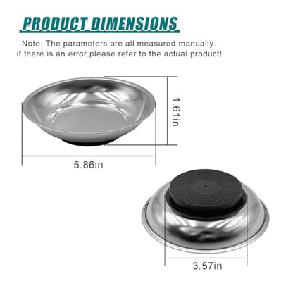 Magnetic Parts Tray, 6" Round Stainless Steel Storage Bowl for Mechanics, Universal Magnetic Tray Holder Organizer Tool for Screw, Socket, Pin, Bolt (6IN) - size: 6IN