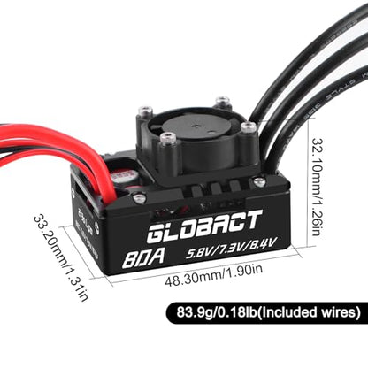 GLOBACT 80A Brushless ESC 2-3S Built-in Bluetooth ESC for TRX4 SCX10 1/10