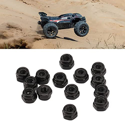 40Pcs RC Wheel Lock Nut Iron M2.5 Hex Accessory Set Kit for 1/18 Climbing Car - and (Black)