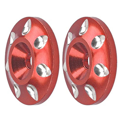 ShareGoo 2Pack Universal RC Metal Rear Wing Buttons Gasket Fixed Rear Tail Wing Washer for 1/10 1/8 RC Off Road Short Truck Buggy Racing Car (Red)