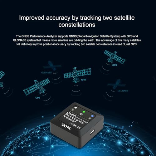 SKYRC GSM020 GNSS Performance Analyzer GPS+GLONASS Speedometer, BT Enabled Race Data Logger and Speed Tracker for RC Car Airplane Helicopter Drone