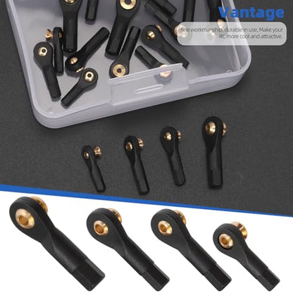 Glarks 20pcs M2 M2.5 M3 Lever Steering Linkage Tie Rod End Ball Head End Without Screws and Nut, 4 Sizes Ball Head Link Joint End, Ball Head Holder Tie Rod Ends Ball Joint Link for RC Crawler Car