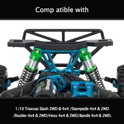 4Pcs Metal Oil Shocks for Traxxas 1/10 Slash Rustler Stampede Hoss 4x4 VXL | Aluminum oil-filled shocks.Smooth damping,adjustable height,durable.Direct replacement 5862,RC Upgrades Parts.