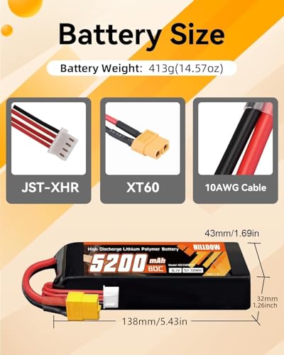 Hilldow 3S Lipo Battery 80C 11.1V 5200mAh Soft Case RC Lipo Battery with XT60 Connector for RC Airplane Helicopter Quadcopter Drone