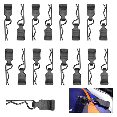 HobbyPark 50pcs Universal 1/16 1/18 SCX24 RC Body Clips with Pull Tabs Black RC Car R Pins Small for Traxxas TRX4M RC Vehicles Truck Buggy Shell Replacement Parts - size: 1.0mm Rod Black Clips and Tabs
