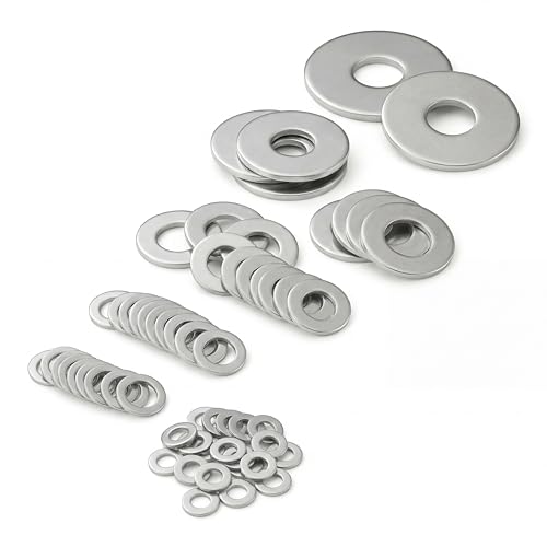Stainless Steel Flat Washers Assortment, 18-8 (304) Stainless Steel Metric Washers, 549-Piece Set (3mm, 4mm, 5mm, 6mm, 8mm, 10mm, 12mm) with Plastic Storage Case