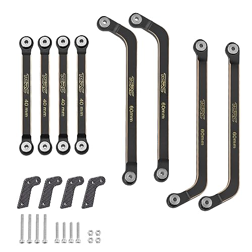 8PCS Brass High Clearance Chassis Suspension Links Rod Linkage Set for Axial AX24 XC-11/24 RC Crawler Car Upgrade Parts,Black Coating - style: Brass Links