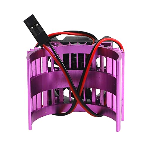 Share Goo Alloy Heat Sink Heatsink with 5V Cooling Fan for 1/10 Car 540 550 3650 Size Brushless Engine Motor RC Car Truck Buggy Crawler (Purple)