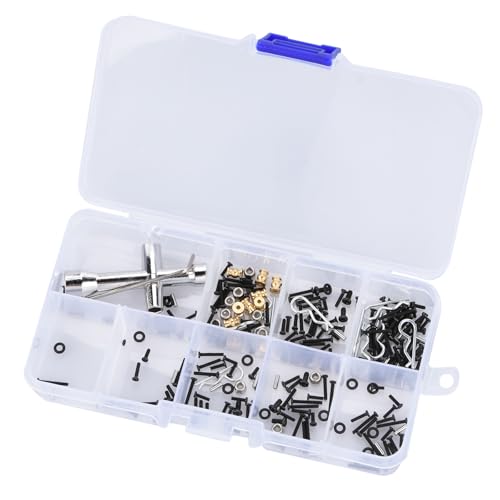 252PCS Stainless Steel M1.4 Assorted Screw, Pin and Nut Kit with Tool for 1/24 RC Crawler Car, Compatible for Axial SCX24