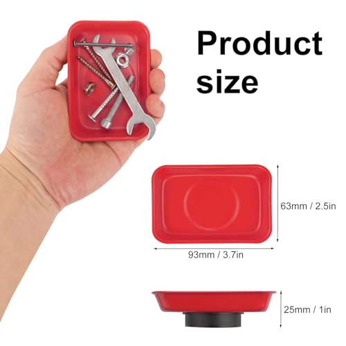15 PCS Rectangle Magnetic Parts Trays, 3.7X2.5x1Inch, Red Magnet Tool Tray, Magnetic Parts Tray, Red, by GENHAKON - size: 15 PCS Rectangle Red