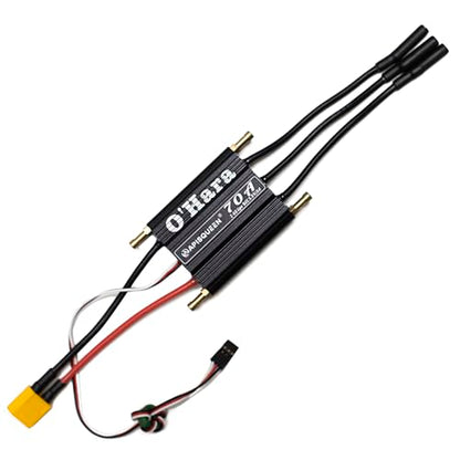 O'Hara 70A 2-6S LiPo ESC Waterproof Brushless Electronic Speed Controller with BEC and XT60 4.0mm Banana Head Connector for RC Boats Model Ship - size: 70A ESC