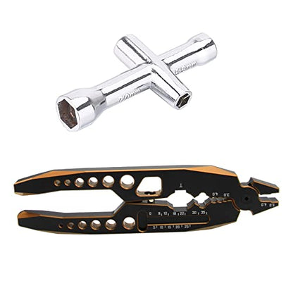 RC Shock Absorber Pliers RC Multifunction Pliers RC Rod Ends Disassemble Tools & Small Cross Socket Spanner Compatible with Traxxas Arrma Axial Losi Redcat HSP 1/8 1/10 RC Car Truck (Golden) - color: Golden