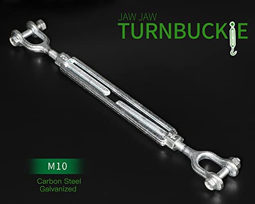3/8" Jaw Jaw Turnbuckle Galvanized Jaw and Jaw Turnbuckle, Jaw Jaw Closed Body Marine Turnbuckle Jaw, 3500lbs Working Load Limit, Durable for Wire Rope Cable (3/8" x 6") - style: Jaw & Jaw-3/8 x 6