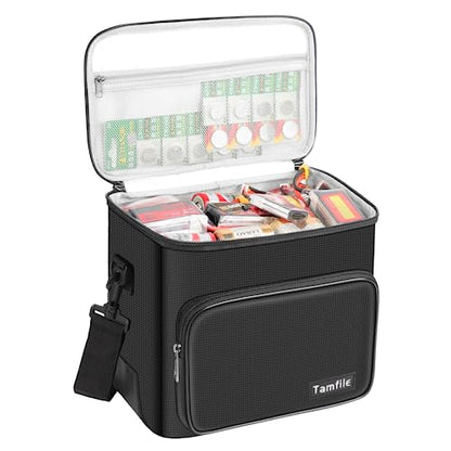 Tamfile Fireproof Lipo Battery Bag, 4200°F Explosionproof Lipo Safe, Black | Heat Resistant, Large Capacity, Lithium Batteries Storage, RC Drone LiPo Battery Storage, Transport and Charging Protection - color: Black