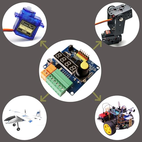 RC Servo Tester 6-Channel Servo Controller Board–PWM Speed/Angle Adjustable, 90/180/270 Degree 3 Modes (Lock/Cycle/Auto-Zero), for RC Models/Robotic Arms/Servo Testing MG995/SG90