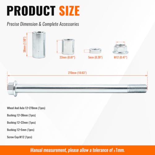 Minho 12mm 270mm Front Rear Axle with Bushing 38mm 22mm 5mm Fit for PIT PRO Dirt Bike Scooter QUAD ATV - size: 12-270mm