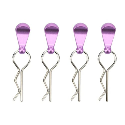 4Pcs RC Car Body Clips with Pull Tabs, Stainless Steel Universal Car Clips for 1 8 1 10 Remote Control Car Upgrade Parts (Purple) - color: Purple
