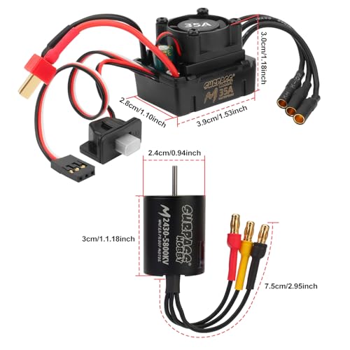 1/16 1/18 RC Brushless Sensorless Motor 35A ESC Combo,2430 5800KV | Waterproof Sensorless Motor,Surpass Hobby,Electric Speed Controller Set,for RC Model Car Truck - size: 5800KV, style: 2430