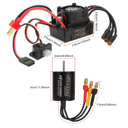 1/16 1/18 RC Brushless Sensorless Motor 35A ESC Combo,2430 5800KV | Waterproof Sensorless Motor,Surpass Hobby,Electric Speed Controller Set,for RC Model Car Truck - size: 5800KV, style: 2430