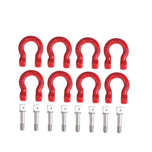 8Pcs RC Shackles for Rigging, Metal RC Tow Shackle Lock Catch, RC Car Trailer Buckle Parts, Climbing Car Tow Hook Buckle Compatible with SCX10 CC01 D90 D110 TF2