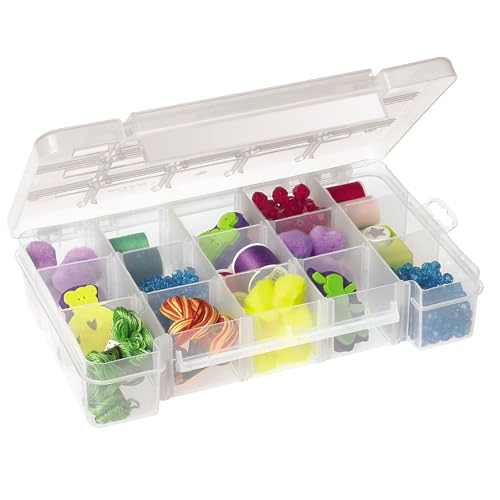Akro-Mils 05705 Plastic Portable Parts Storage Case for Hardware and Crafts with Hinged Lid and 4 Adjustable Dividers, (8-3/8-Inch x 5-Inch x 1-5/8-Inch), Small, Clear - size: Small, style: 1-Pack