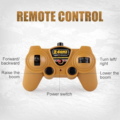 Remote Control Crane Truck Toy for Boys - 2.4G Large RC Crane Truck with Light & Sound, 6 Channel Construction Toy with 2 Batteries, Tractor Toy Birthday for Kids 3-8 Years Old