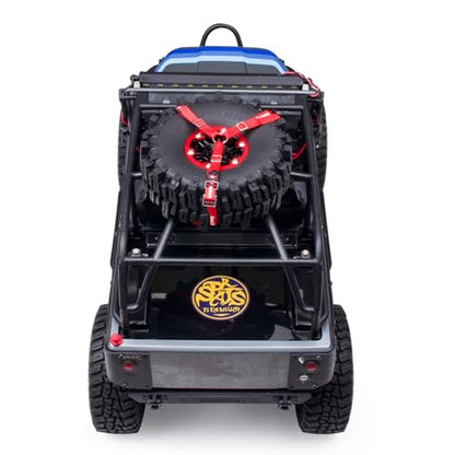 Y Strap for Spare Tire,1/10 Scale RC 3-Point Adjustable Spare Tire Tie Down Strap fit for Traxxas UDR TRX-4 Axial 90048 RR10 1.9" 2.2" Tire Roof Rack Accessories 3 Way Ratchet Strap Tie Down (Red) - color: Red