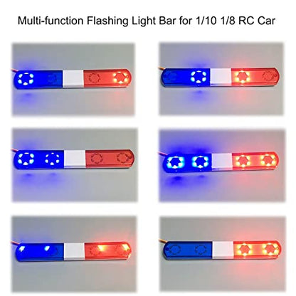 Multi-Function LED Police Flash Light Bar Lamp for 1/10 1/8 1/12 RC Model Car WPL D12 HSP TRX4 Tamiya CC01 D90 SCX10 (115mm Red & Blue) - color: 115mm Red&Blue