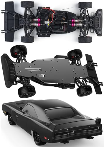 RC Drift Car 1/10 70KM/H Hobby Grade Racing Car Brushless 2.4G Full Proportional Retro Flat On-Road Racing LED Searchlight RC Vehicle 4WD ESC Metal Chassis ESP Gyro Truck for Adult (Black) - color: Black
