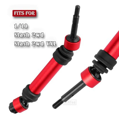 Rear Drive Shaft CVD & Front Axles Upgrades Part for 1/10 Slash 2WD/Slash VXL 2WD,Stainless Steel #45 Driveshaft with Hex,Red - color: Red - Parts