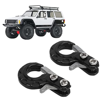 Tissting 2Pcs RC Trailer Hook with Chain Aluminum Alloy Iron Simulation Climbing Car Tow Hook for 1/10 Scale Crawler Truck SCX10 D90 D110 TF2 Climbing Car RC Car Accessory(Black) - color: Black