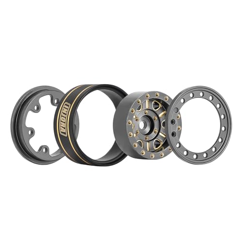 INJORA Brass 1.0 Beadlock Wheel- Negative Offset 3.15mm Wheels for 1/18 TRX4M SCX24 Gladiator Bronco C10 JLU Deadbolt Axial 1/24 Crawler(Grey) - color: Grey