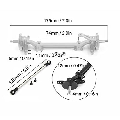 Diydeg RC Axle, Aluminium Alloy 1/14 RC Truck Front Steering Rod Link Pole Wheel Axle, RC Front Steering Wheel Axle Upgrades Parts for 1/14 Remote Control Unpowered Tractor Truck (Silver)
