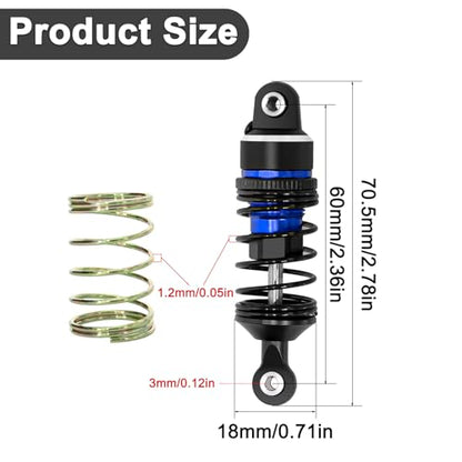 1/16 Aluminum RC Shock Absorber Front Rear Adjustable Springs Shock Damper | for Traxxas 1/16 Mini Slash BL-2S 4x4 Short Course Truck 108164-1, 4PCS, Blue - color: Blue